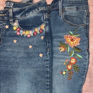 2 Pairs Floral Blue Jeans
